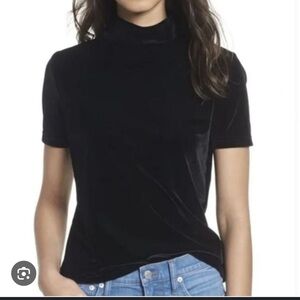 Madewell Black Velvet Short Sleeve Top Size M